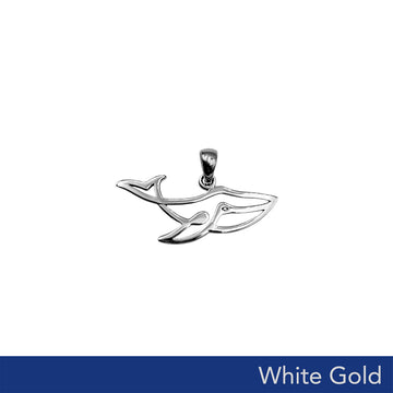 Whale Minimal One Line Solid White Gold Pendant WPD6368